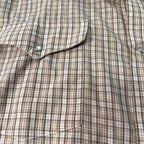 Panhandle Slim Western Shirt Mens 16.5 36 Large Tall Brown Plaid Pearl Snap