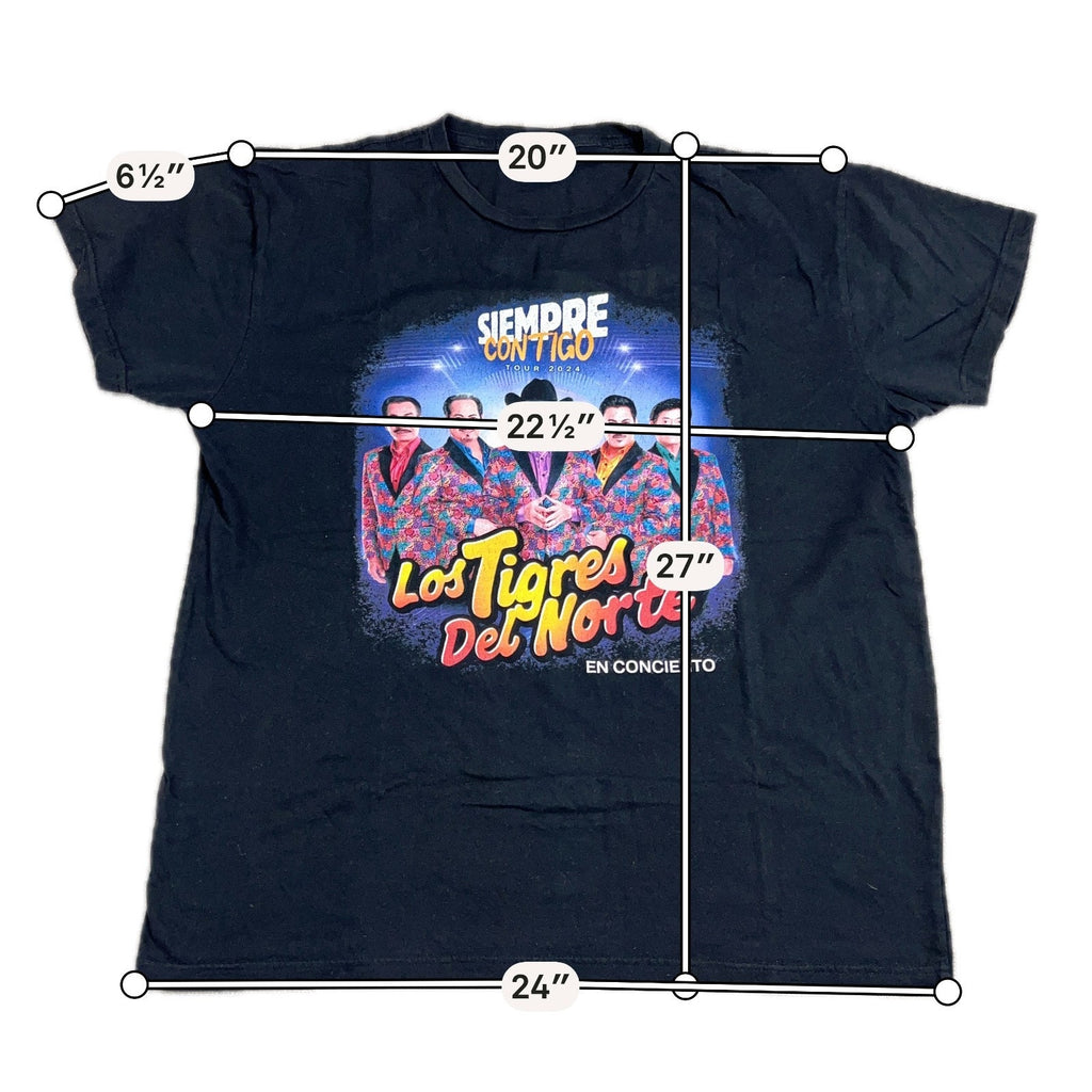 Los Tigres del Norte Siempre Contigo Tour 2024 T-Shirt Men’s L Black
