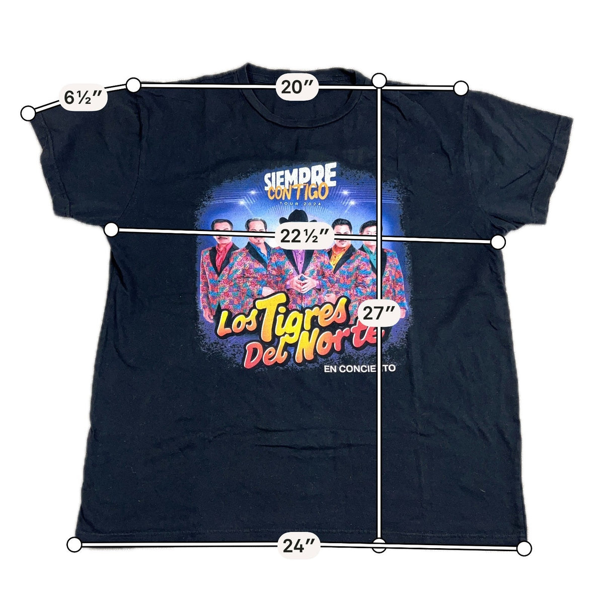 Los Tigres del Norte Siempre Contigo Tour 2024 T-Shirt Men’s L Black