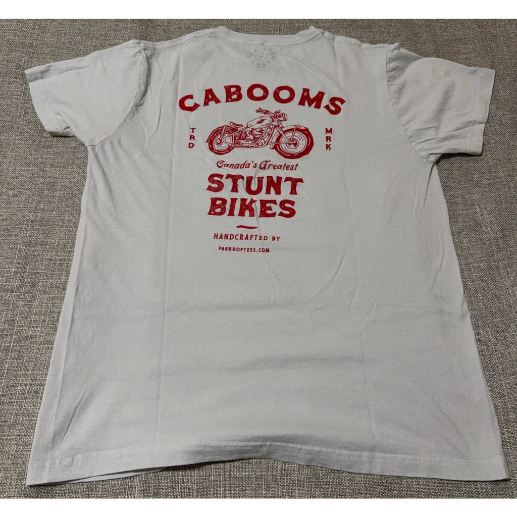 Park Hop Tees Duke Caboom Stunt Bikes Graphic T-Shirt Men’s M White Red