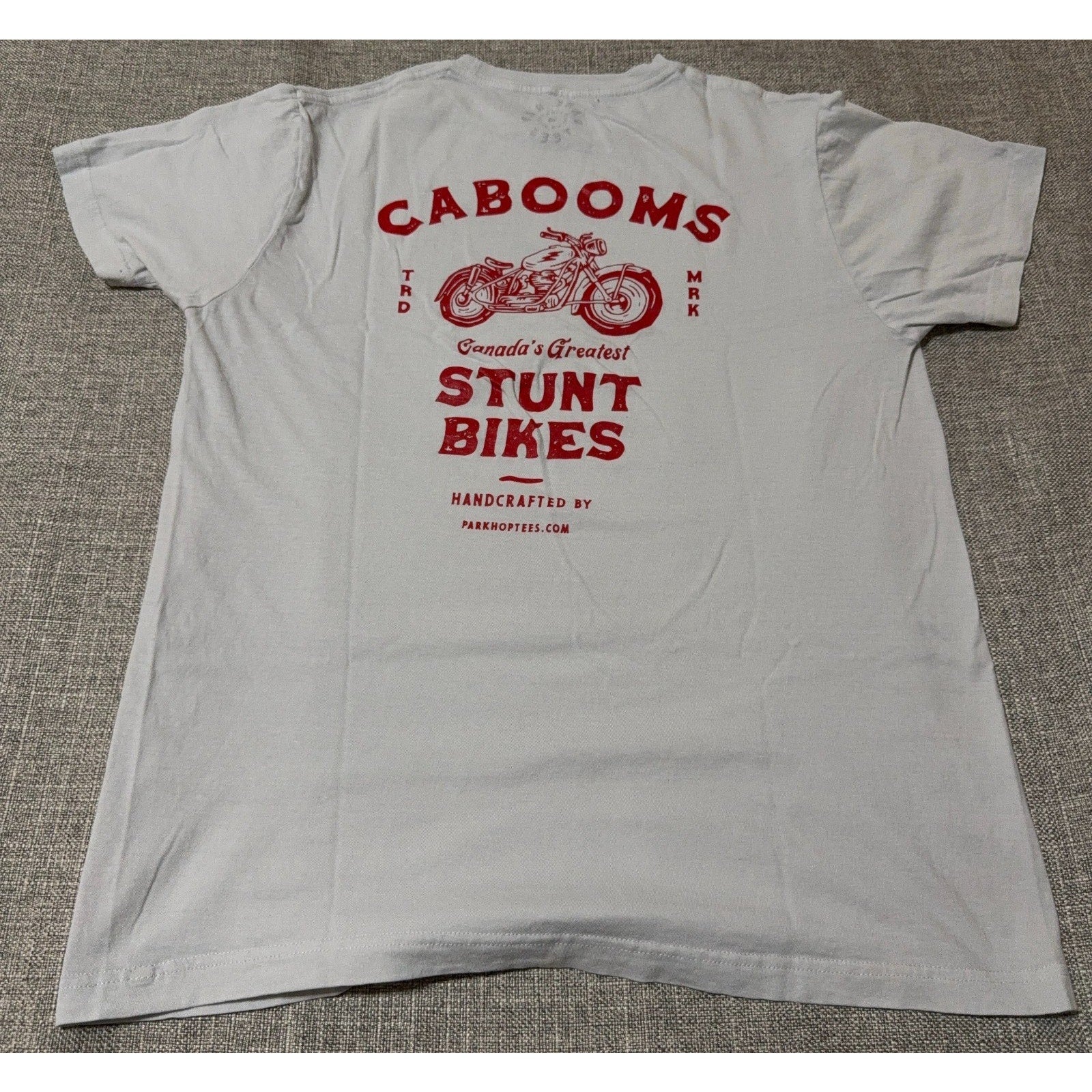 Park Hop Tees Duke Caboom Stunt Bikes Graphic T-Shirt Men’s M White Red