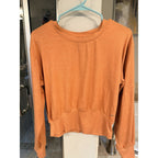 Freely Cropped Long Sleeve Top Womens Medium Orange Athleisure Lightweight