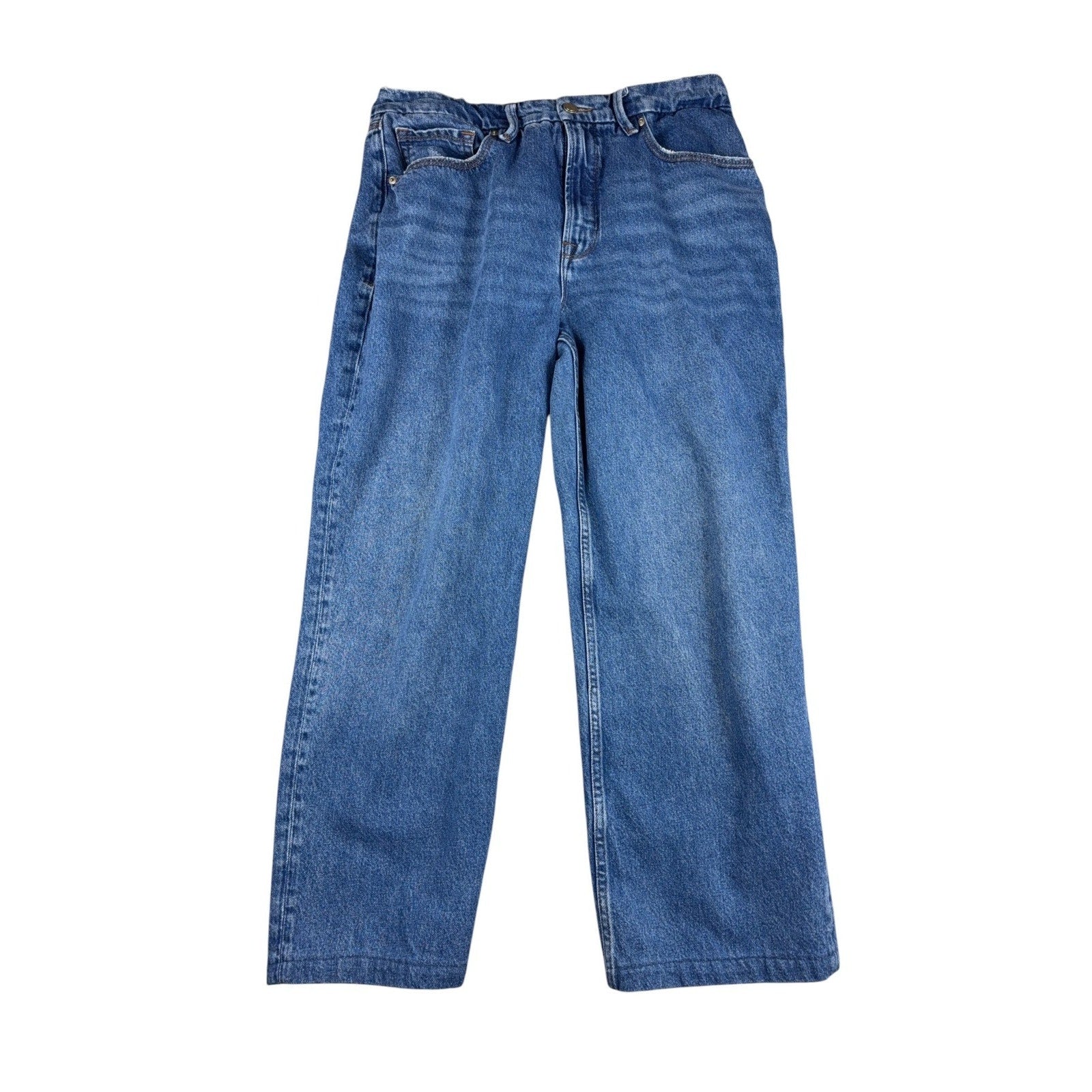 Good American Jeans Womens 10/30 Wide Leg High Rise Medium Wash Blue Denim