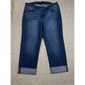 Liverpool Charlie Crop Jeans Women 16W Blue Cuffed Stretch Mid Rise Plus
