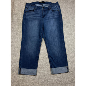 Liverpool Charlie Crop Jeans Women 16W Blue Cuffed Stretch Mid Rise Plus