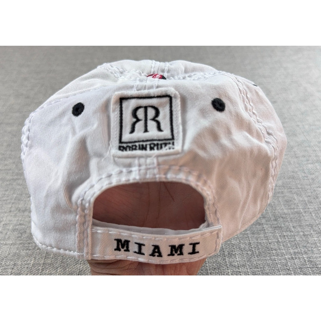 Robin Ruth Miami Original Floral Baseball Cap White Pink Roses Adjustable Hat