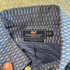 Vineyard Vines Slim Fit Murray Shirt Mens M Blue Fishbone Print Cotton Button