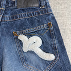 Rocawear Girls Size 10 Baggy Jeans Wide Leg Blue Y2K Embroidered R Pockets