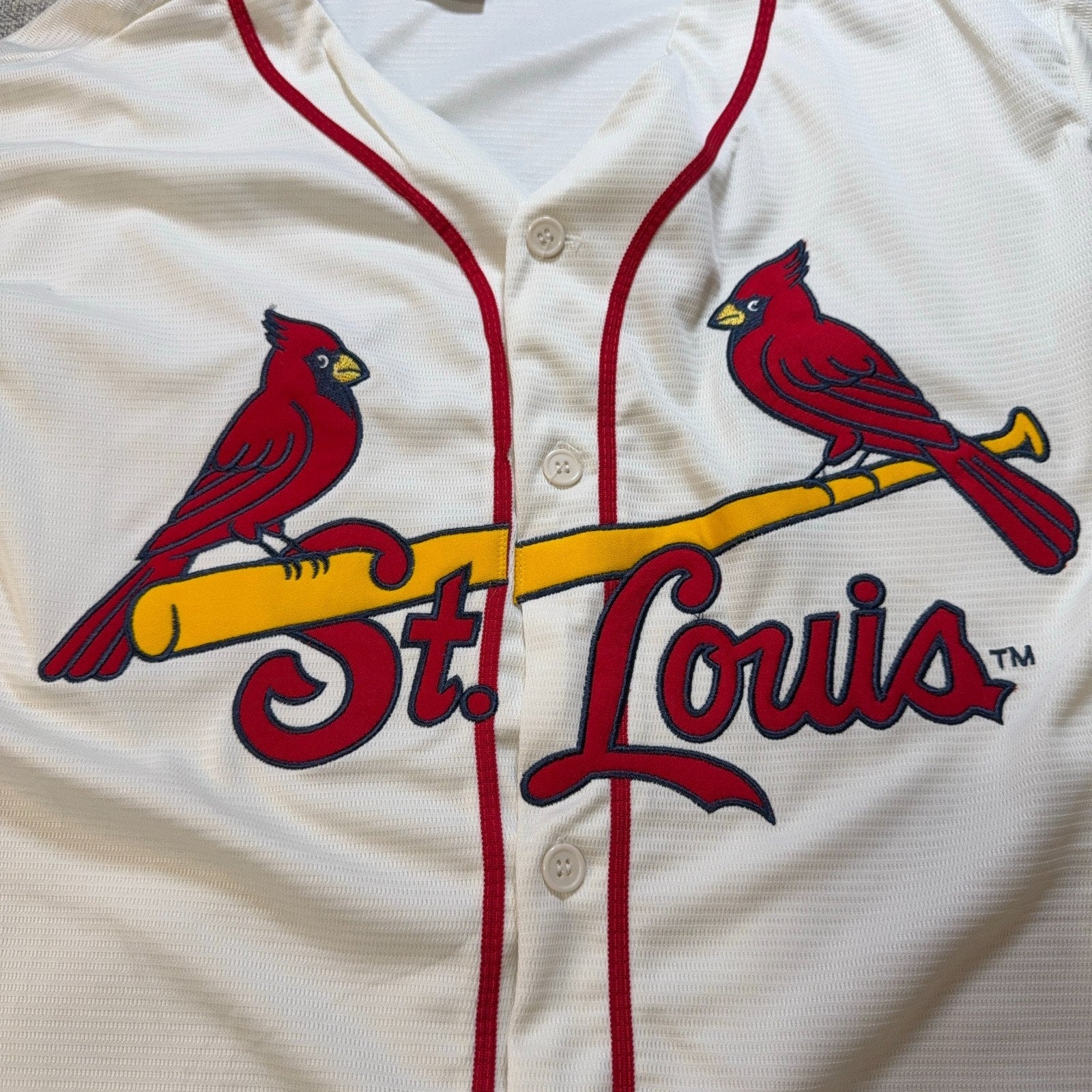 St Louis Cardinals MLB SGA Jersey Adult XL White Scott Credit Union Blank Back