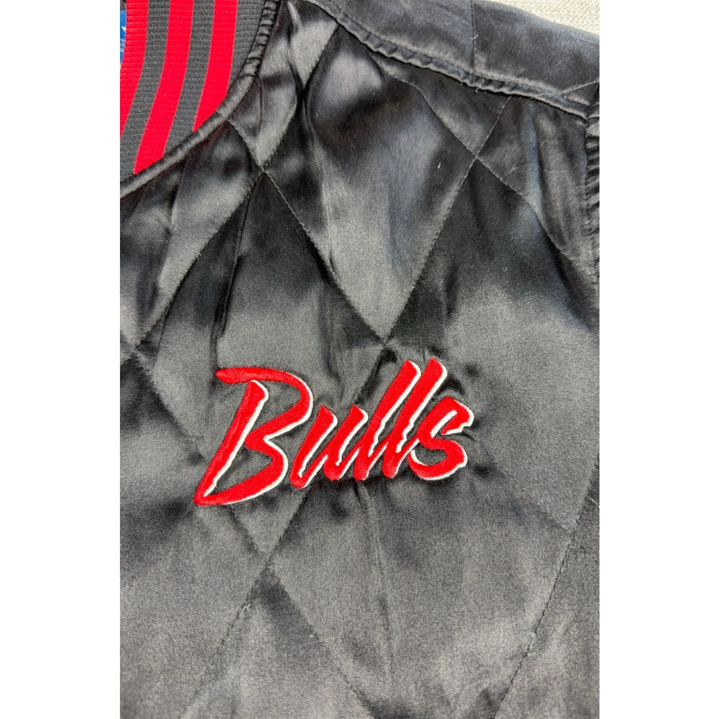 Adidas Chicago Bulls NBA Quilted Satin Bomber Jacket Black Red L 2013 Trefoil