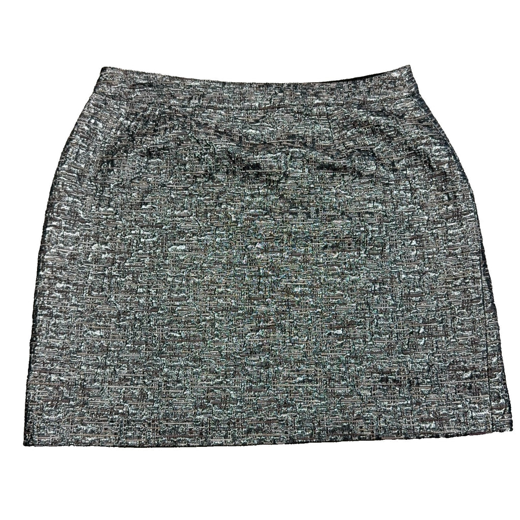 Banana Republic Skirt Womens 8 Black Silver Metallic Jacquard Mini Lined