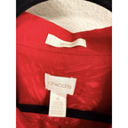 Chico’s Women’s Red Jacquard Button Front Blouse SZ 2 Travelers Lightweight Top
