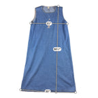 Vintage 90s Denim Maxi Jumper Dress Womens XL Giraffe Applique Rhinestone USA