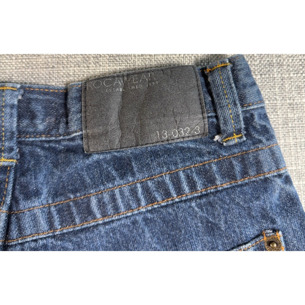 Rocawear Girls Size 10 Baggy Jeans Wide Leg Blue Y2K Embroidered R Pockets