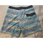 Quiksilver Highline Board Shorts Mens 36 Blue Pink Abstract Surf Swim 19"