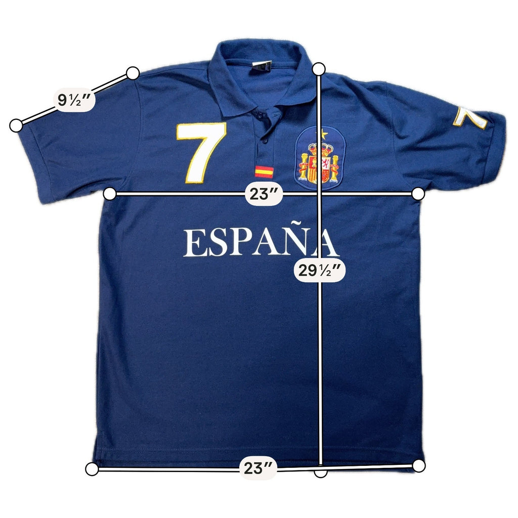 Spain Soccer Polo Mens XL Navy #7 One-Star Era España Embroidered