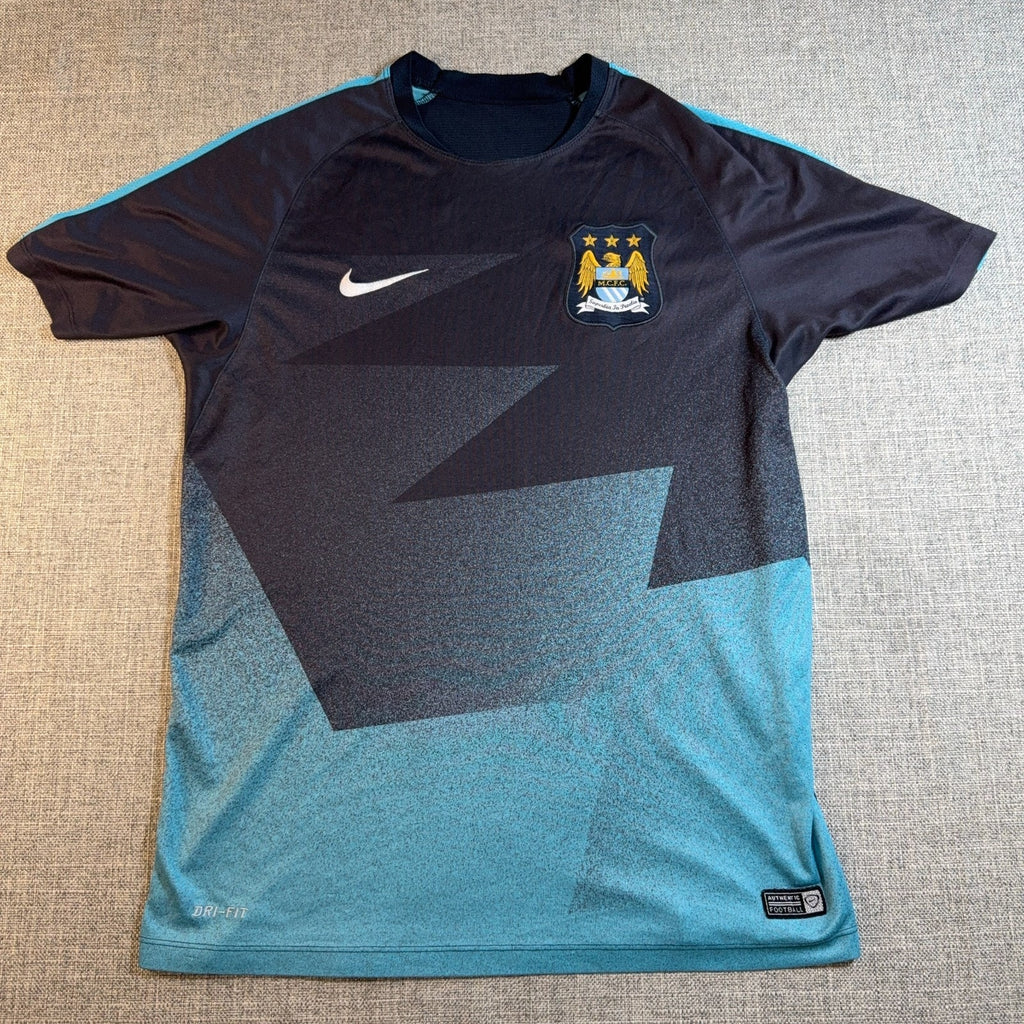 Nike Manchester City Training Shirt Mens S Navy Turquoise Dri-FIT Soccer