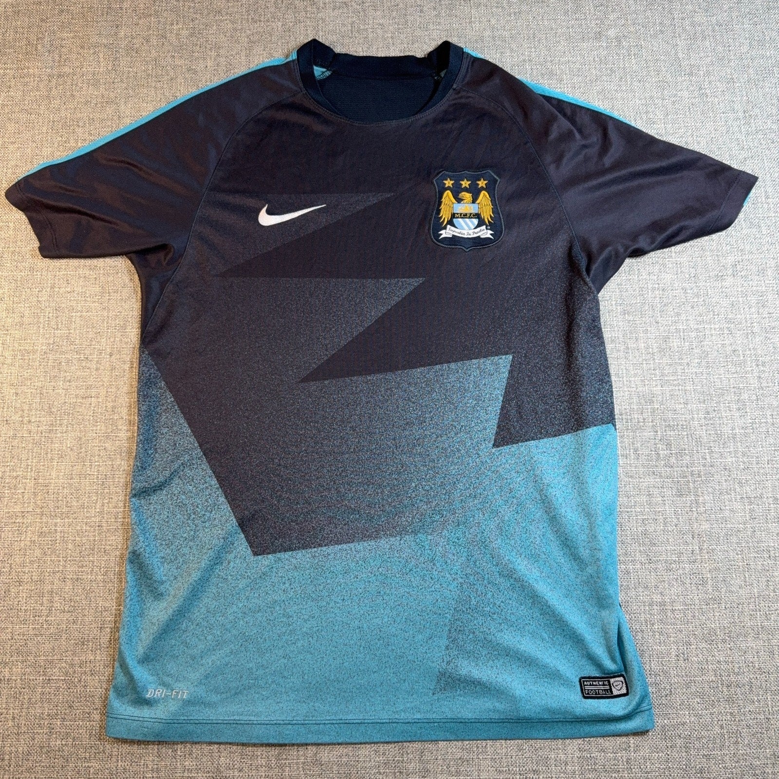 Nike Manchester City Training Shirt Mens S Navy Turquoise Dri-FIT Soccer
