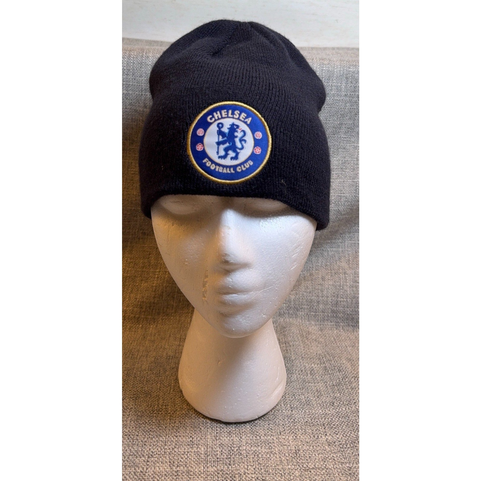 Chelsea FC Beanie Hat Navy Blue Embroidered Crest Official Licensed Soccer EPL
