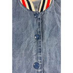 Mossimo Blue Chambray Varsity Bomber Jacket L Americana Striped