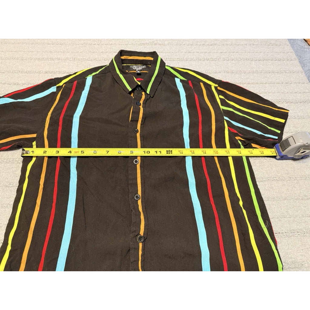 2 Men’s Button Up Shirts Medium Striped Short Sleeve Summer Vacation Bundle