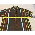 2 Men’s Button Up Shirts Medium Striped Short Sleeve Summer Vacation Bundle