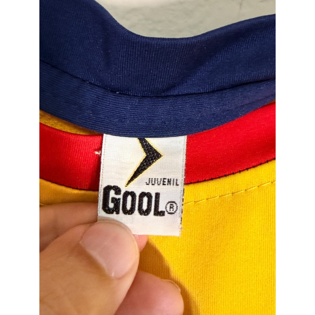 Club America JONA 7 Soccer Jersey Youth Large Yellow Blue BIMBO Mexico Futbol