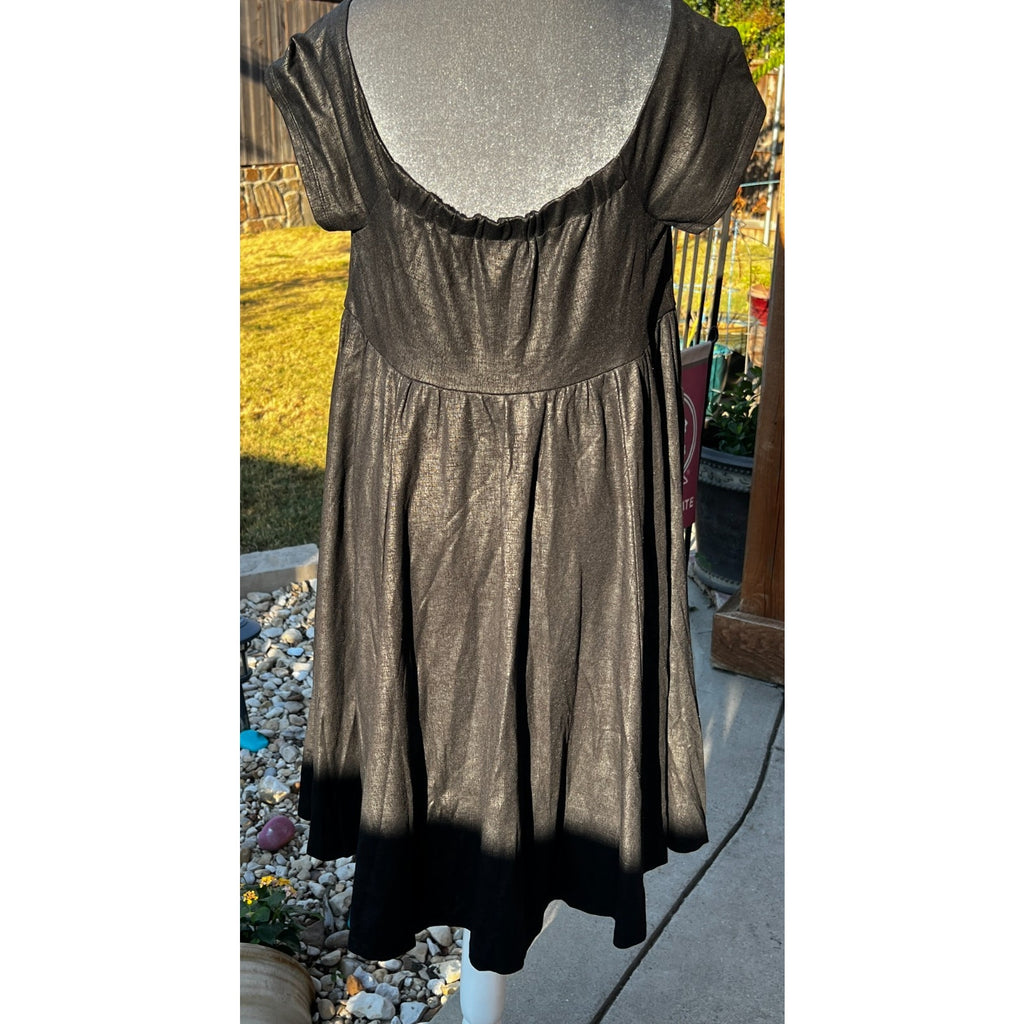 Torrid Size 1 14/16 Black Metallic Fit Flare Dress Sweetheart Party Midi