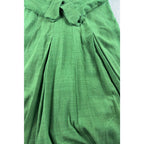 Handmade Green Maxi Coat Dress Womens Long Button Front Pleated Artisan Vintage
