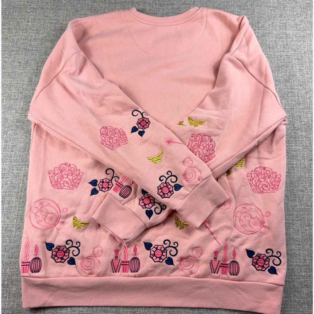 BoxLunch Wicked Glinda Embroidered Pink Crewneck Sweatshirt Women Large