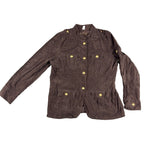 IZOD Womens XL Brown Cotton Military Utility Safari Jacket Gold Buttons