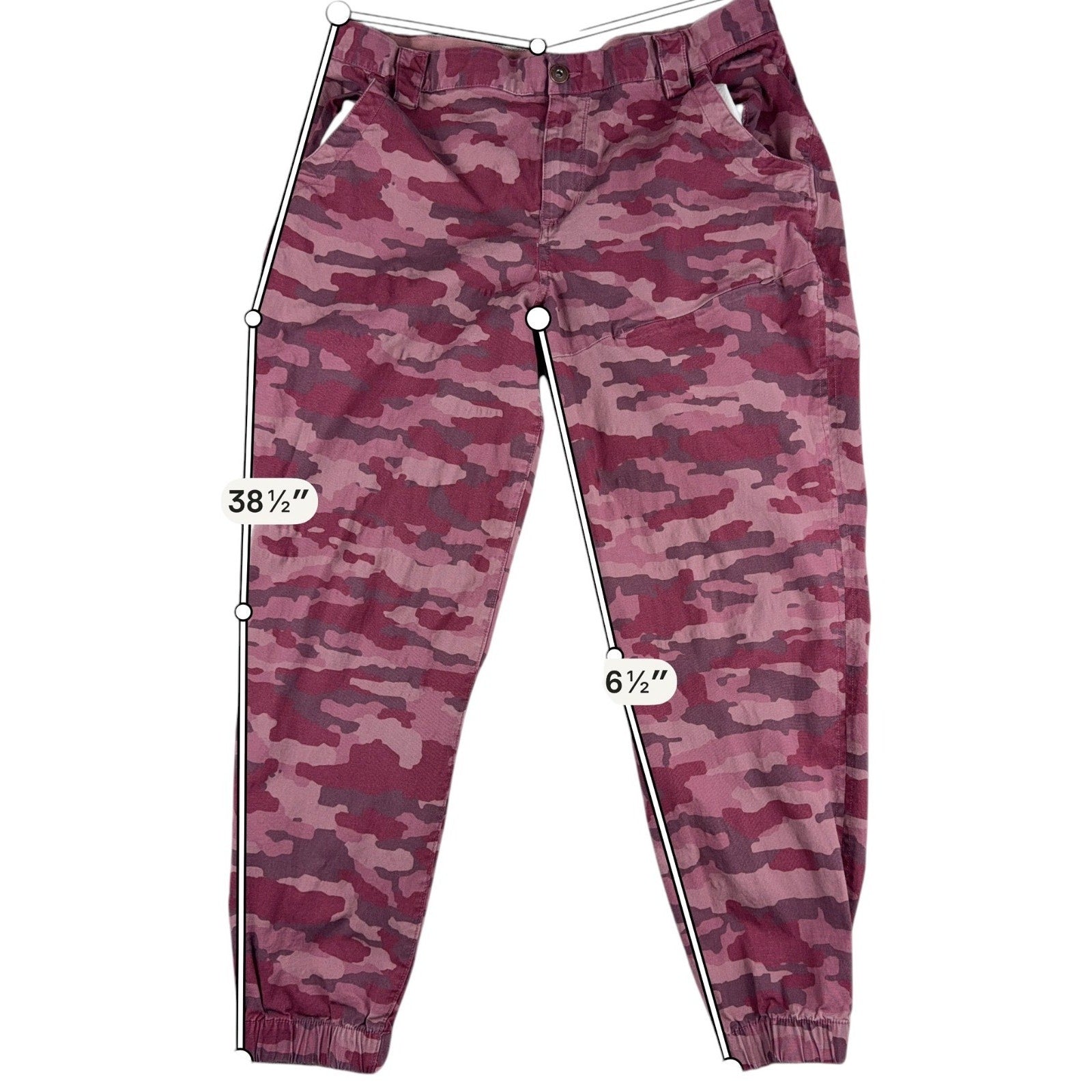 Duluth Trading Rootstock Gardening Jogger Pants Womens 44 Pink Camo Stretch