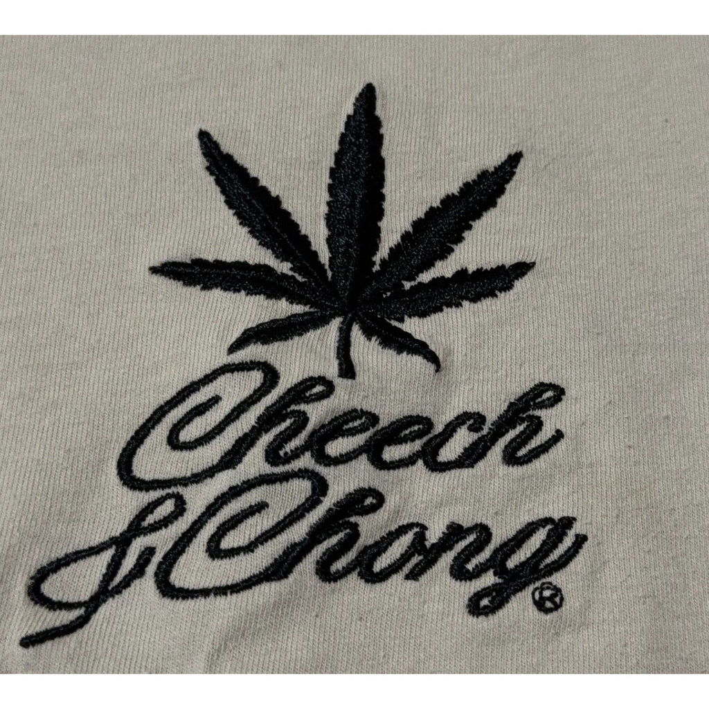 Cheech & Chong T Shirt Mens M Tan Embroidered Weed Leaf Back Graphic