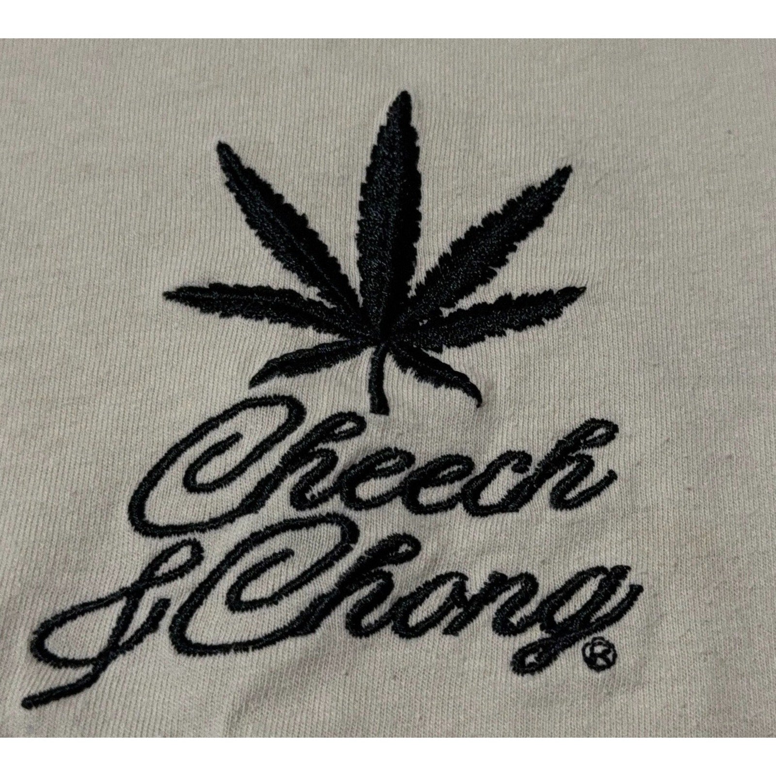 Cheech & Chong T Shirt Mens M Tan Embroidered Weed Leaf Back Graphic