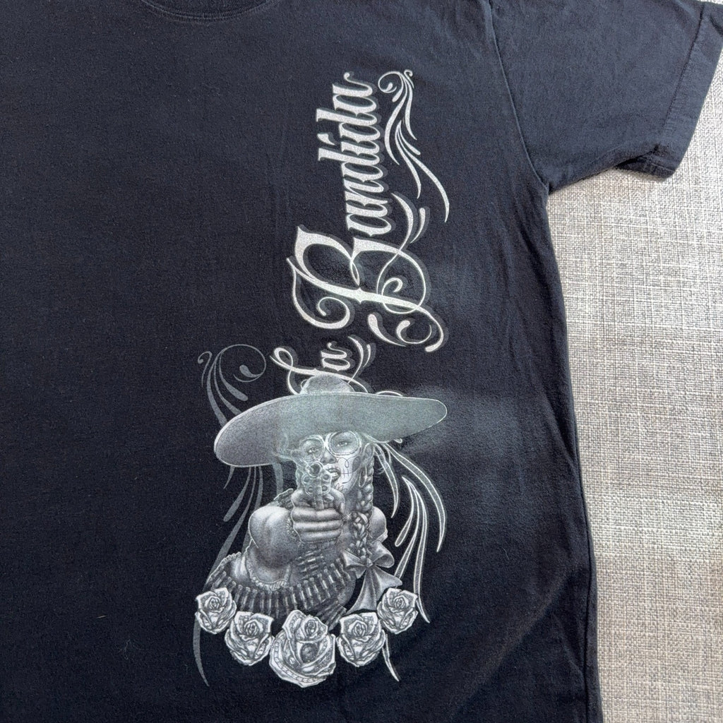 La Bandida Chicano Graphic T Shirt Men M Black Sugar Skull Lowrider Tattoo Tee