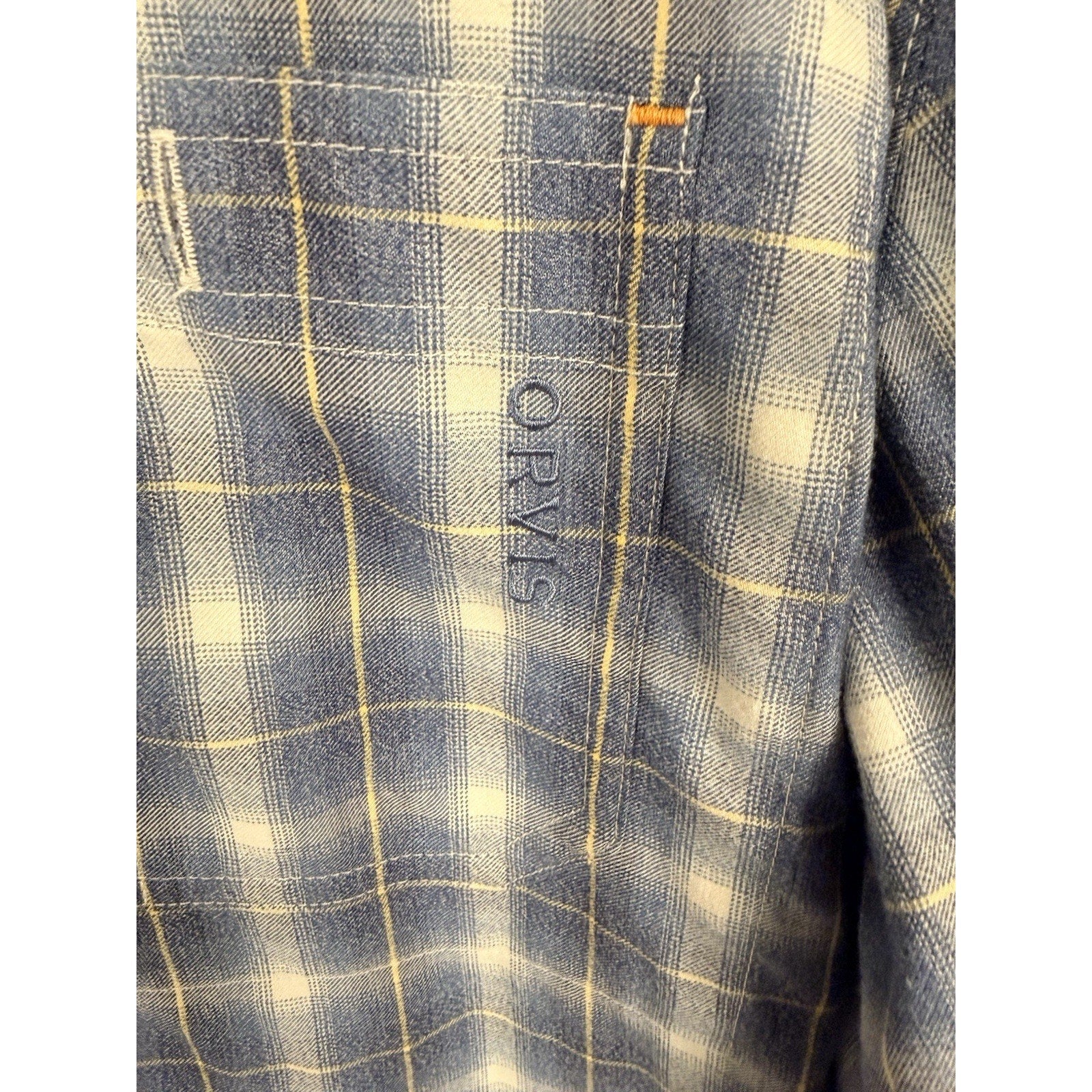 Orvis Active Fit Shirt Mens Medium Blue Plaid Fishing Travel Stretch Button Up