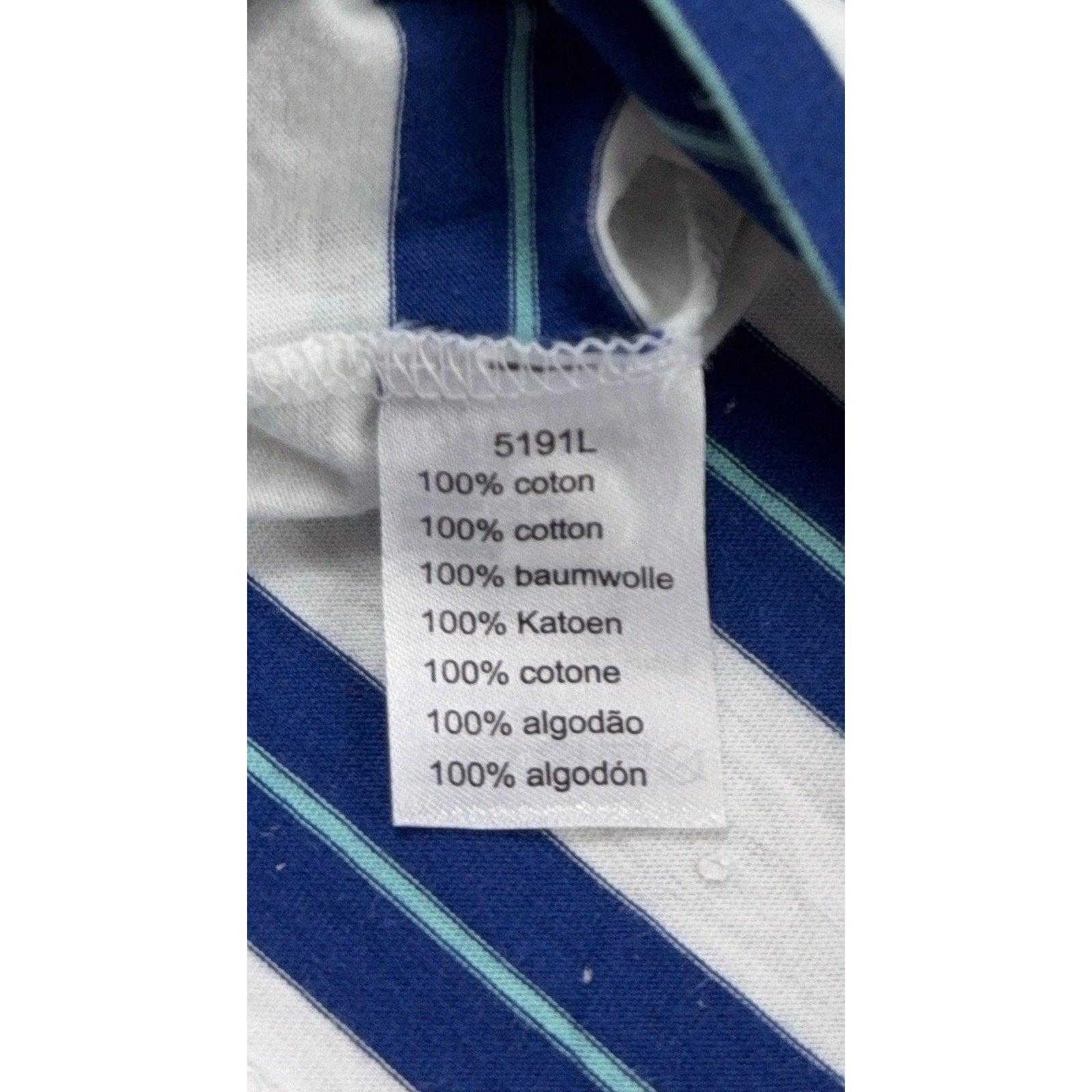 Lacoste Polo Shirt Men M Size 4 Blue White Stripe Aqua Collar Cotton