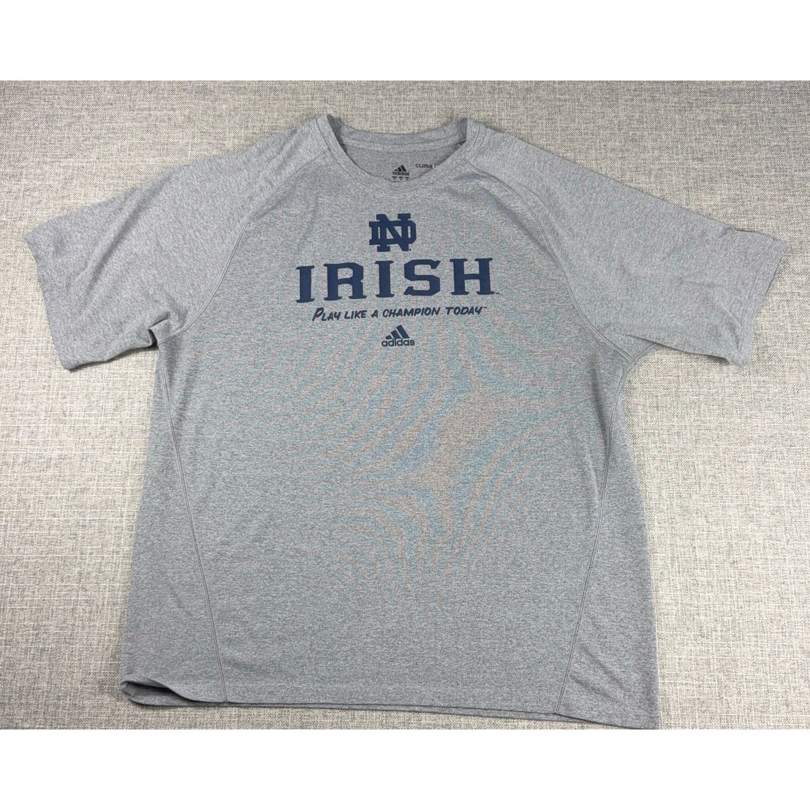 Adidas Notre Dame Fighting Irish Shirt Mens XL Gray ClimaLite Champion NCAA