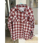 Columbia PFG Plaid Fishing Shirt Men’s Medium Red Snap Long Sleeve Outdoors