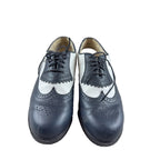 Vintage E-Z Step Golf Shoes 8.5 N Black White Leather Wingtip Made USA Brogue