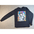 Princess Mononoke San Anime Floral Graphic Long Sleeve Shirt Black Medium