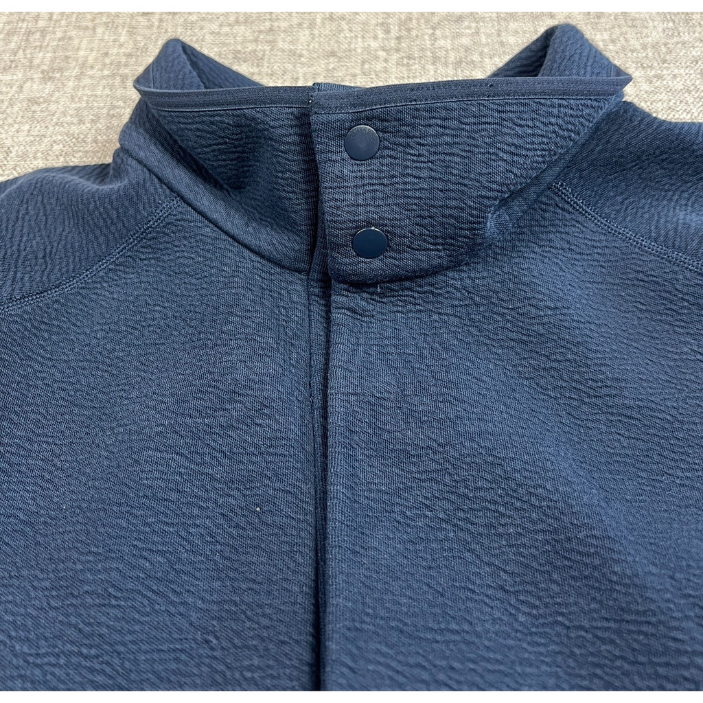 lululemon Mens Large Textured Snap Neck Pullover Jacket Navy Zip Pockets
