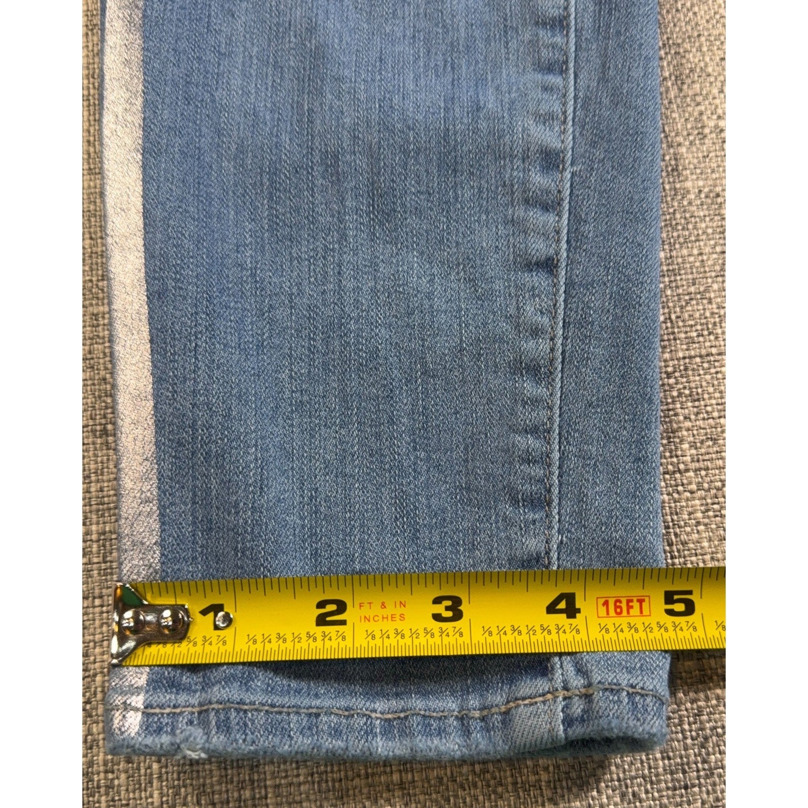 PAIGE Hoxton Ankle Jeans Womens 30 Blue Metallic Silver Stripe Skinny High Rise