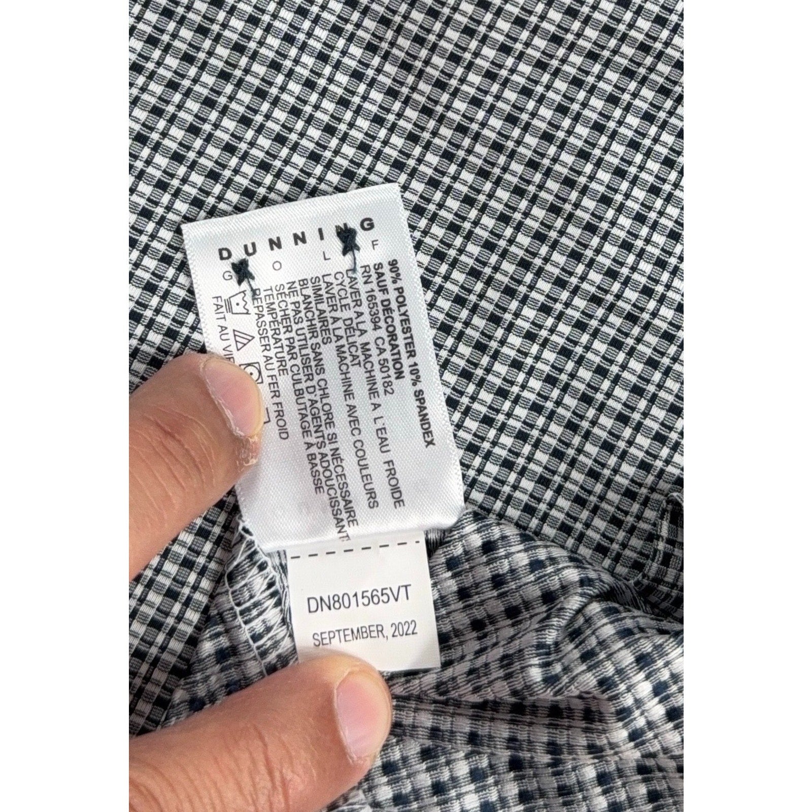 Dunning Golf Polo Mens XXL Black White Check COOLMAX Stretch NWT Club Logo