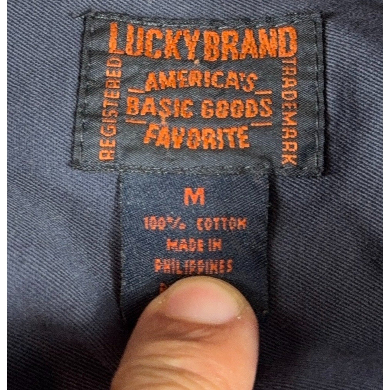Lucky Brand Mens M Blue Utility Work Shirt 100% Cotton Long Sleeve Button Up