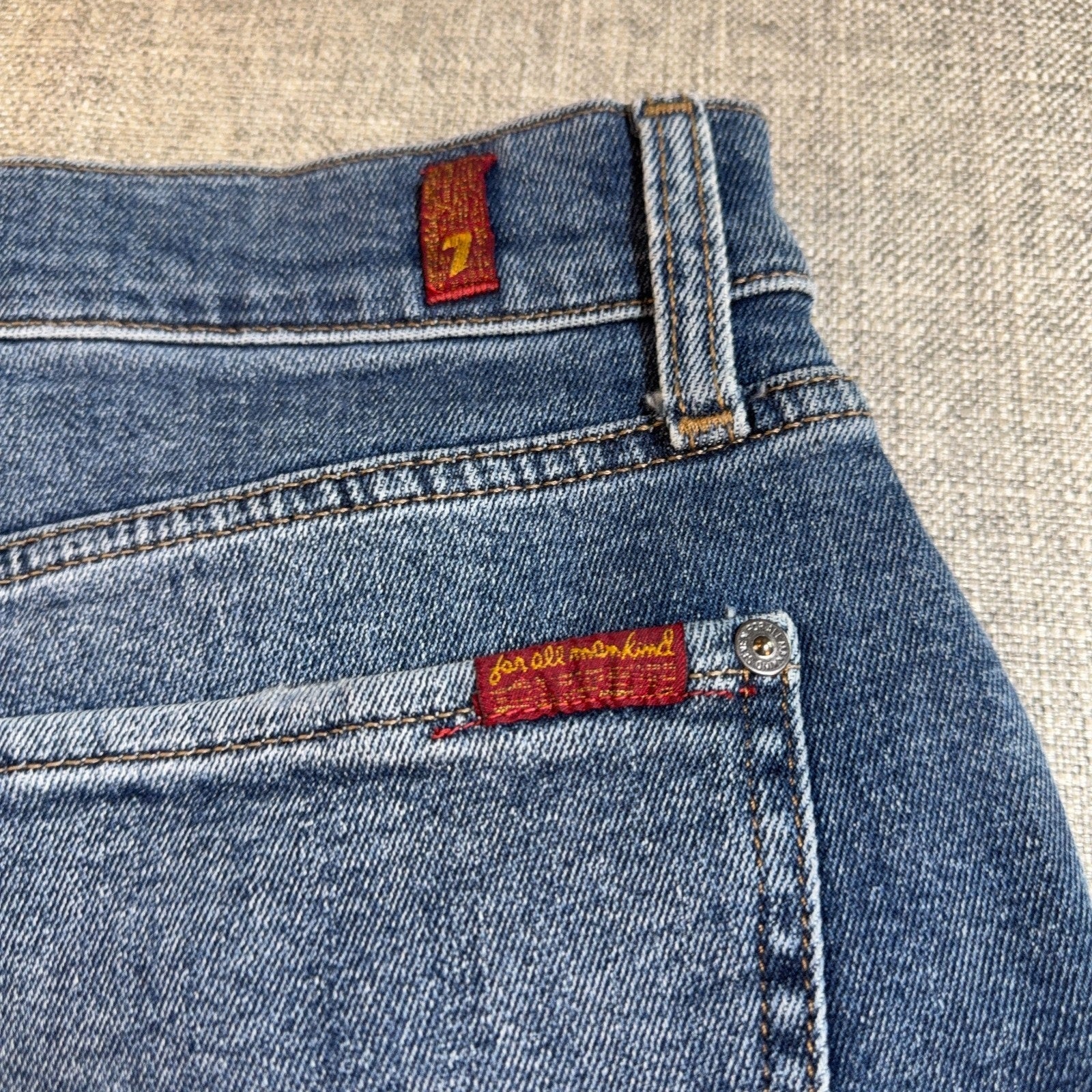 7 For All Mankind Denim Shorts Mens 33 NWT Raw Hem Cutoff Stretch Blue Jeans