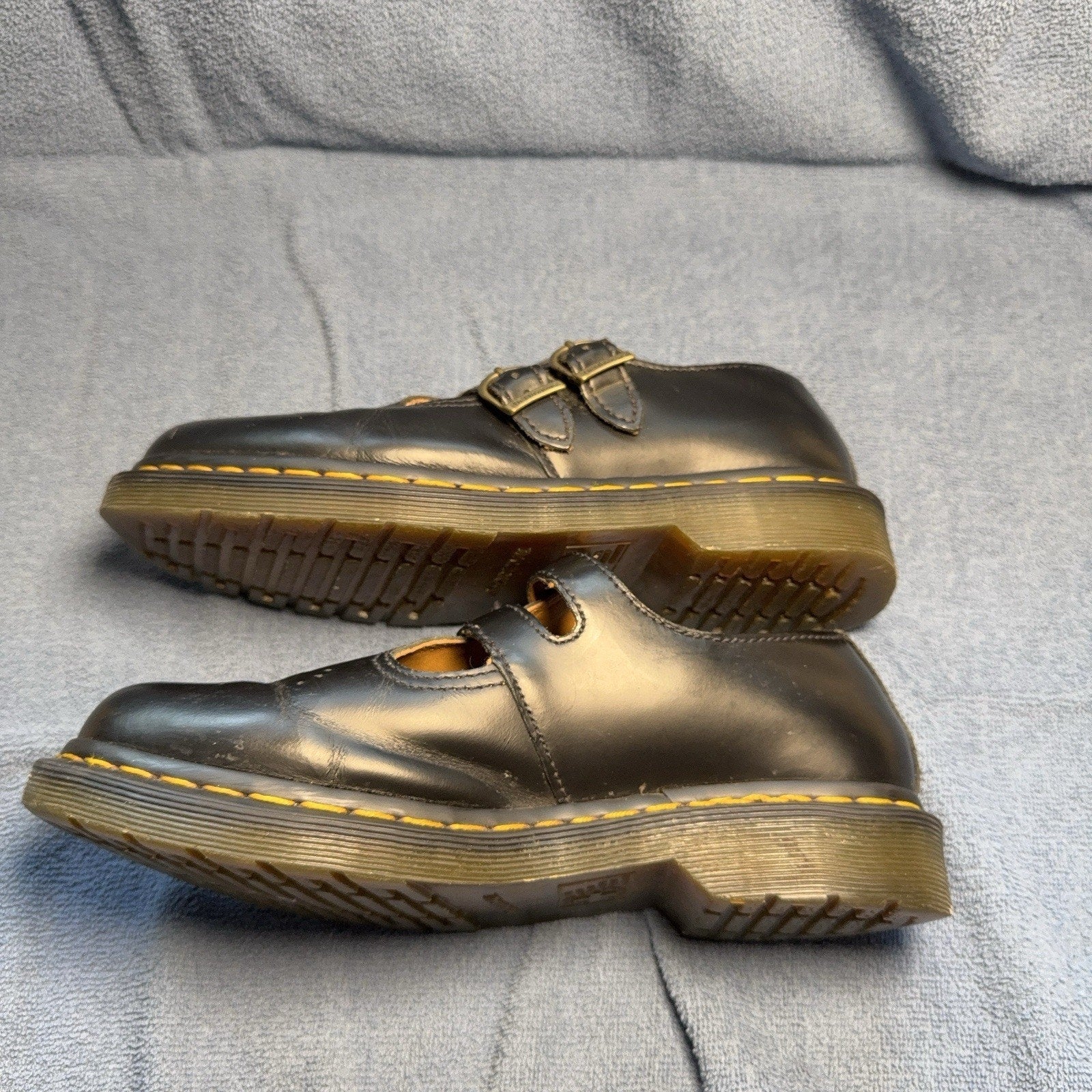 Dr Martens 8065 12916 Mary Jane Shoes Women's 8 Black Leather Double Buckle