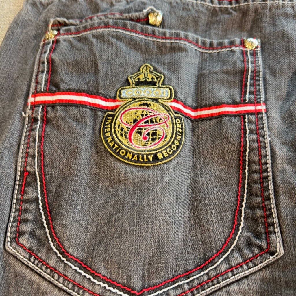 Coogi Australia Jeans Mens 42x35 Gray Baggy Y2K Hip Hop Embroidered Denim