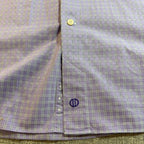 David Donahue Trim Fit Dress Shirt Mens 16.5 34/35 Purple Plaid 100% Cotton