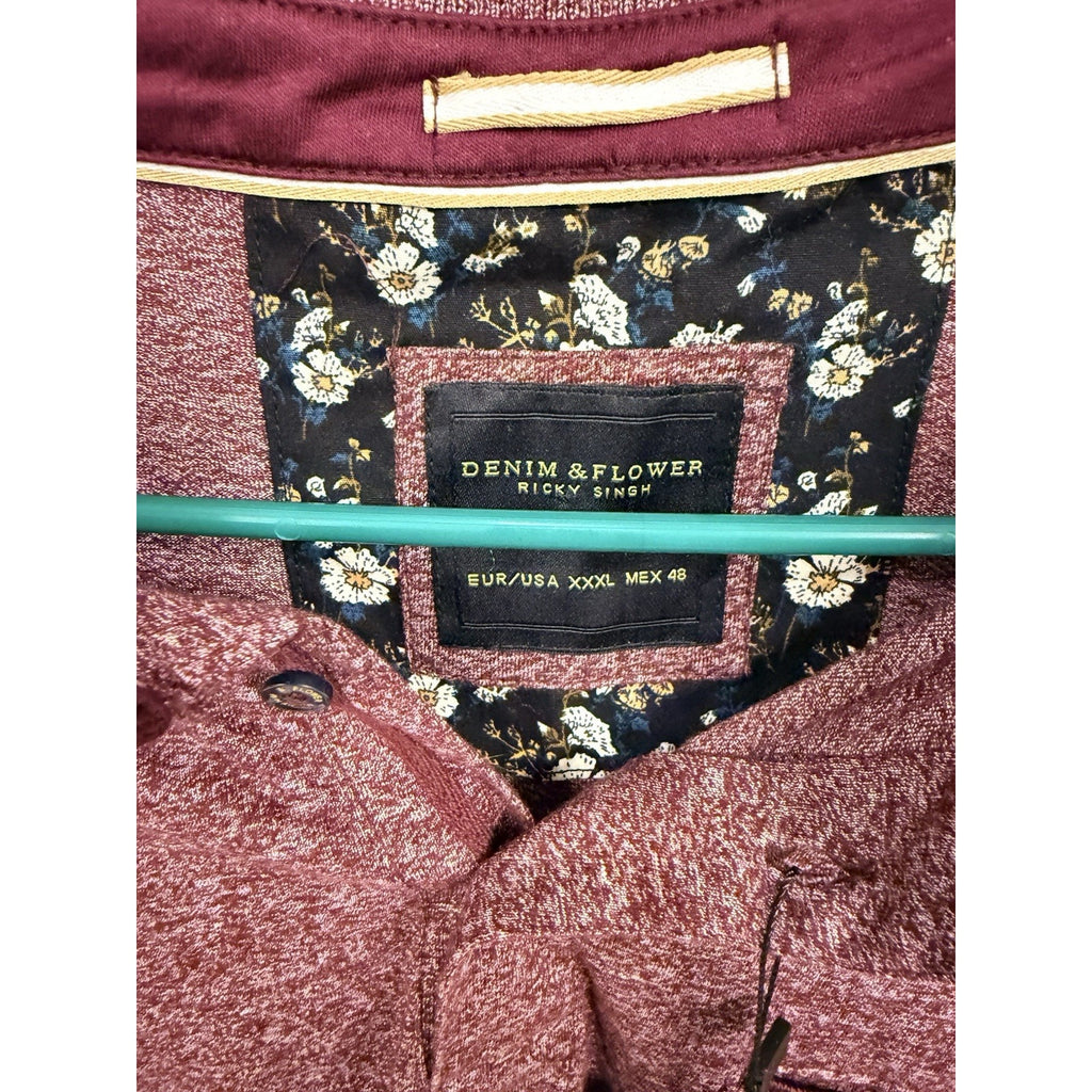 New Denim & Flower Ricky Singh XXXL Polo Shirt Heather Burgundy Big Tall Style